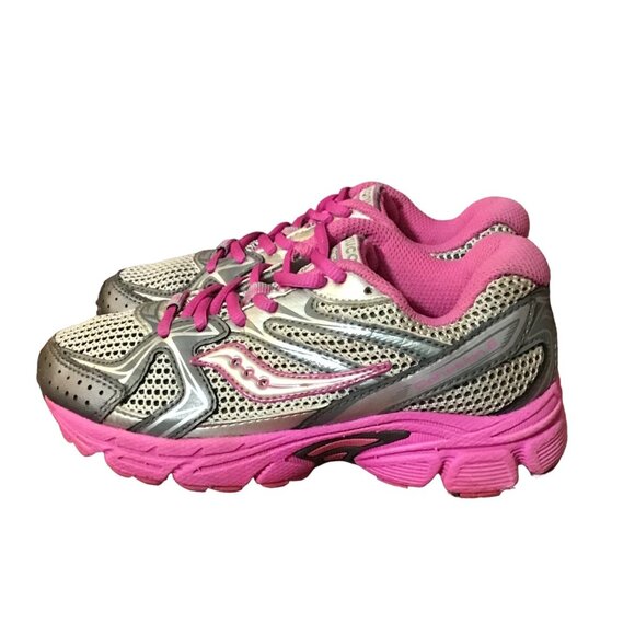 Saucony Sneakers Little Girl Size 12.5 Cohesion 6 LTT Gray Magenta Athletic Shoe - Picture 3 of 10